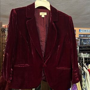 LOFT Women's Deep Red Velvet Blazer